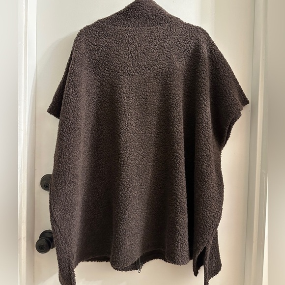 Bryn Walker Pip Wool Blend Brown Zip Front Oversized Poncho, Large Lagenlook - Picture 7 of 7